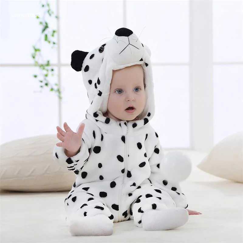 Pajamas Snow Leopard Romper Baby Warm Jumpsuit Boy Girl Winter Outfit Halloween Animal Suit Funny Cute Onesie Festival Party Clothes H241205