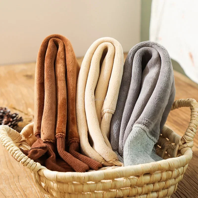 Kids Super Thicken Warm Winter Tights for Girls Vertical Stripe Cotton Toddler Baby Velvet Tights Children Solid Plush Leggings 241204