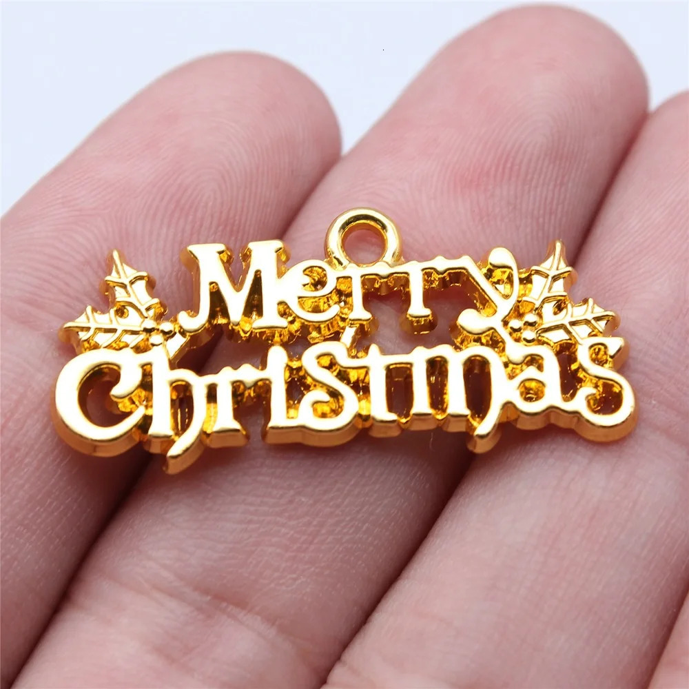 WYSIWYG 5pcs 16x36mm 3 Colors Merry Christmas Charms Pendant For DIY Jewelry Making Handmade Craft Findings 241122