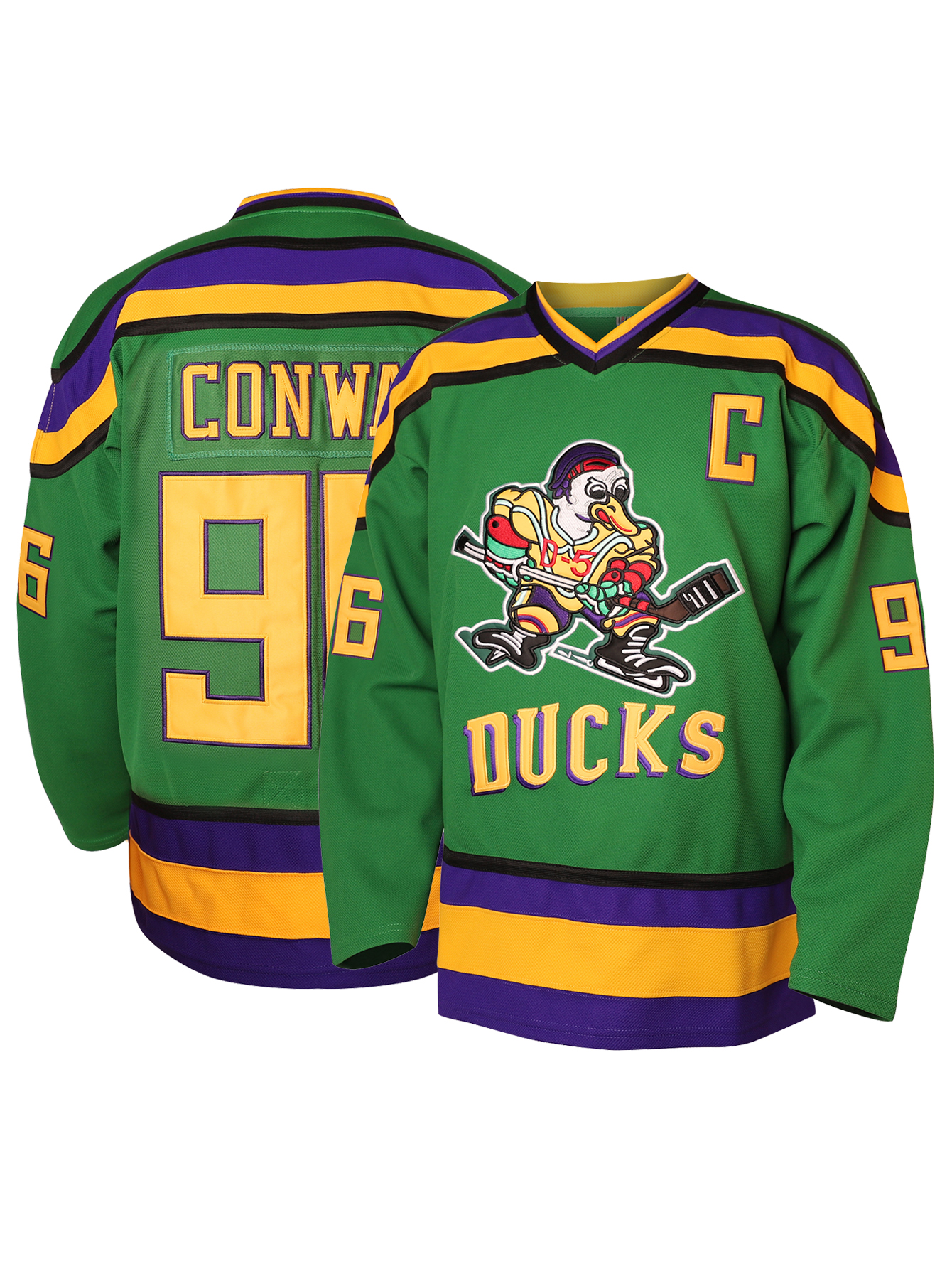 Adam Banks 99 Mighty 66 BOMBAY 96 CONWAY Duc ks Movie Hockey Jersey White Green White Orange Jerseys