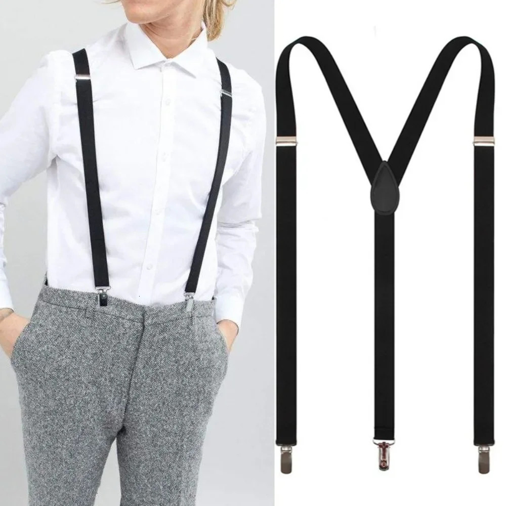 25cm Wide Suspender 3 Clips High Elastic Adjustable Straps Heavy Duty Y Back Trousers Braces for Men Women Suit Skirt 241122