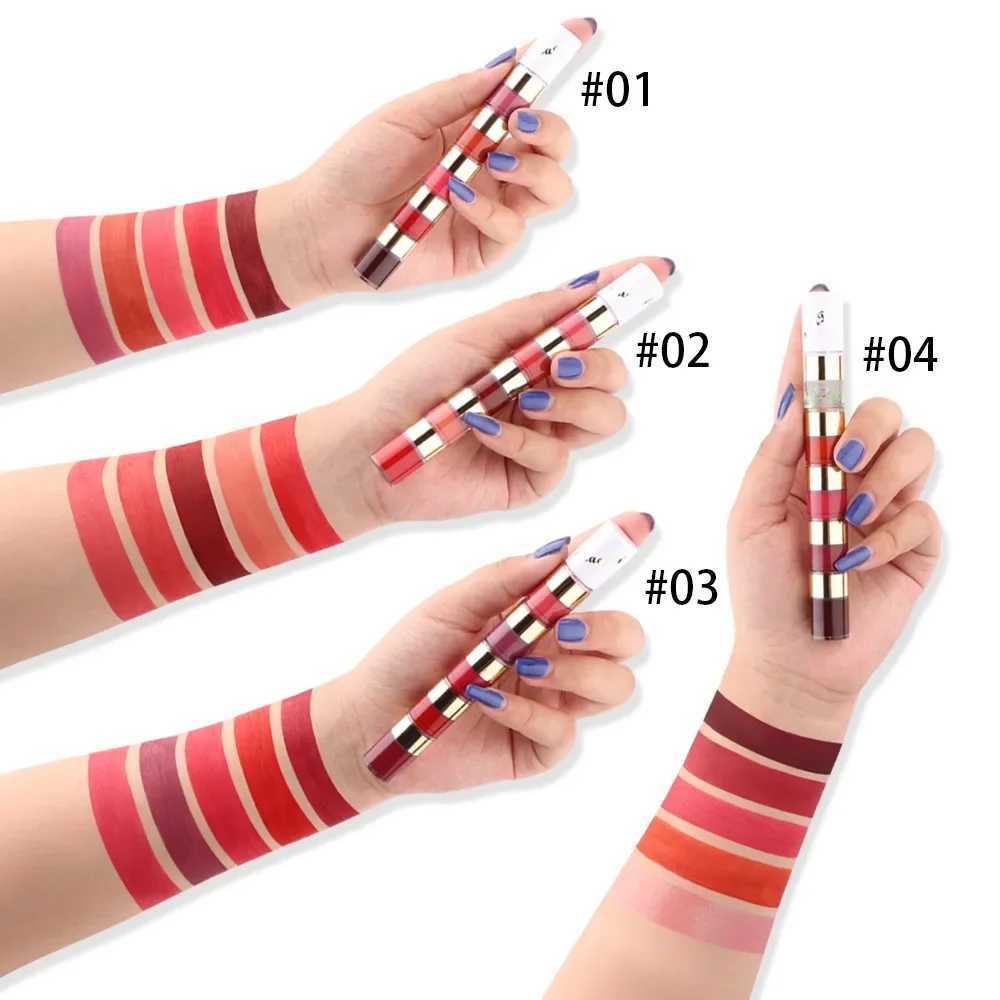 5 In 1 Matte Lipstick Kit Combo Strip Velvet Sexy Red Lip Tint Non-stick Cup Lip Gloss Lip Oil Makeup Lips Cosmetic SetXJ241205