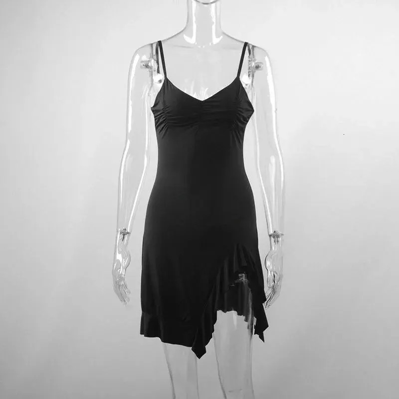 Summer Sexy Mini Dress Women Sleeveless Streetwear Strap Backless Bodycon Folds Split Dress Party Club Elegant A- LINE Dresses 241205