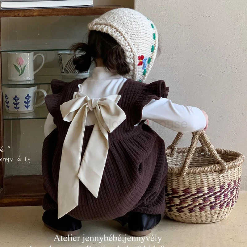 2024 New Autumn Korean Sle Toddler Baby Girls Clothing Set Long Sleeved Cotton T-shirt+Corduroy Jumpsuit Children Clothes SuitXJ241205