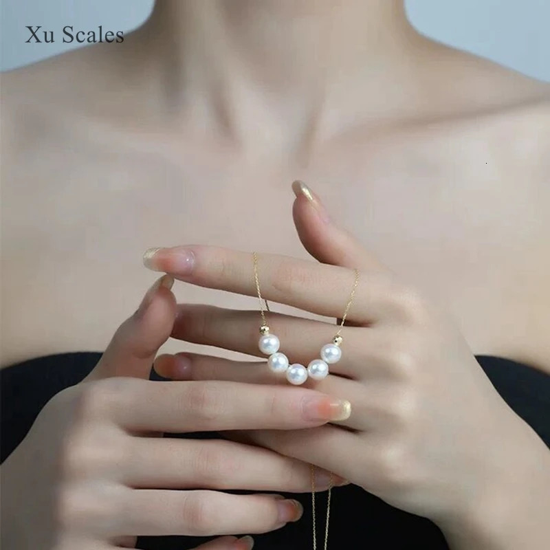 S925 Pure Silver Necklace Natural Freshwater White AKOYA Pearl Smile Necklace Premium Ins Sweet Style Jewelry 241205