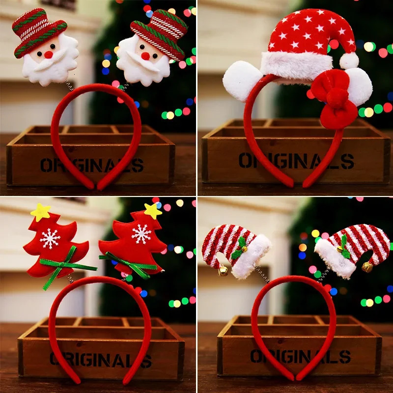 10 LED lamp heads with adult and child headbands Santa Claus snowman ant hair decoration role-playing Christmas 241205