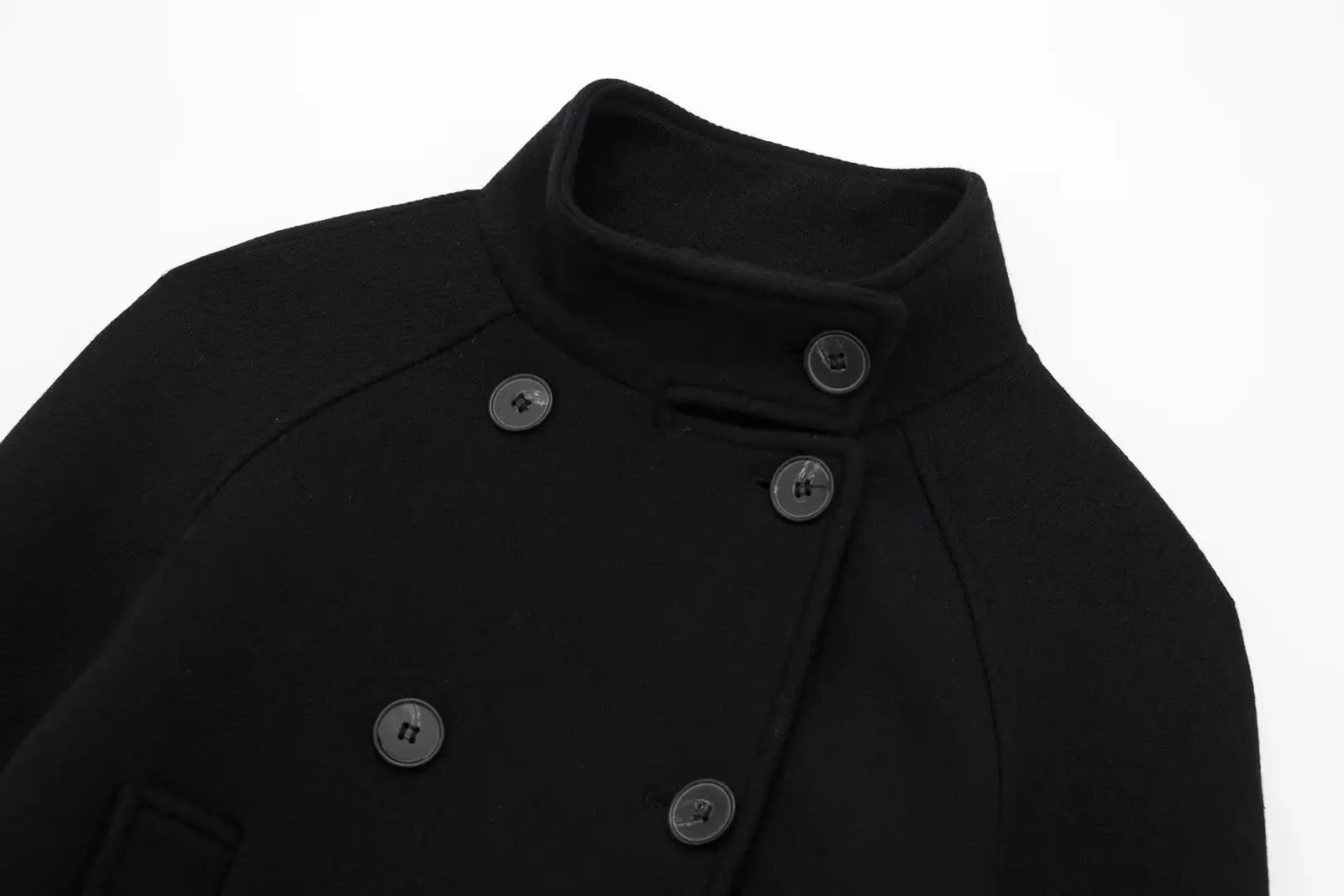 TRAF Black Tweed Cropped Jackets for Women Double Breasted Coat Woman Winter Long Sleeve Womens Jacket Autumn Outerwears 241205