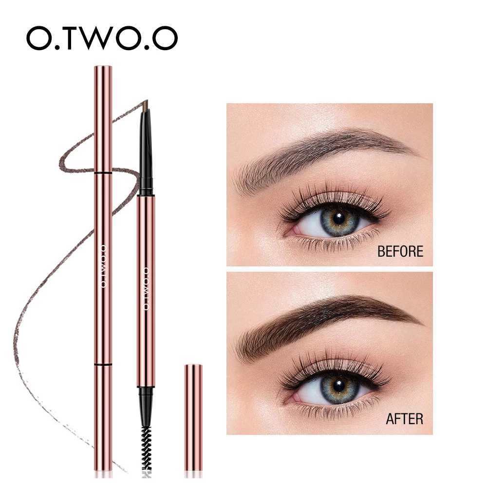 O. Two of them. O Ultra fine triangular eyebrow pencil waterproof makeup blonde brown eyebrow precise eyebrow exfoliating eye makeup 6 colorsW241205