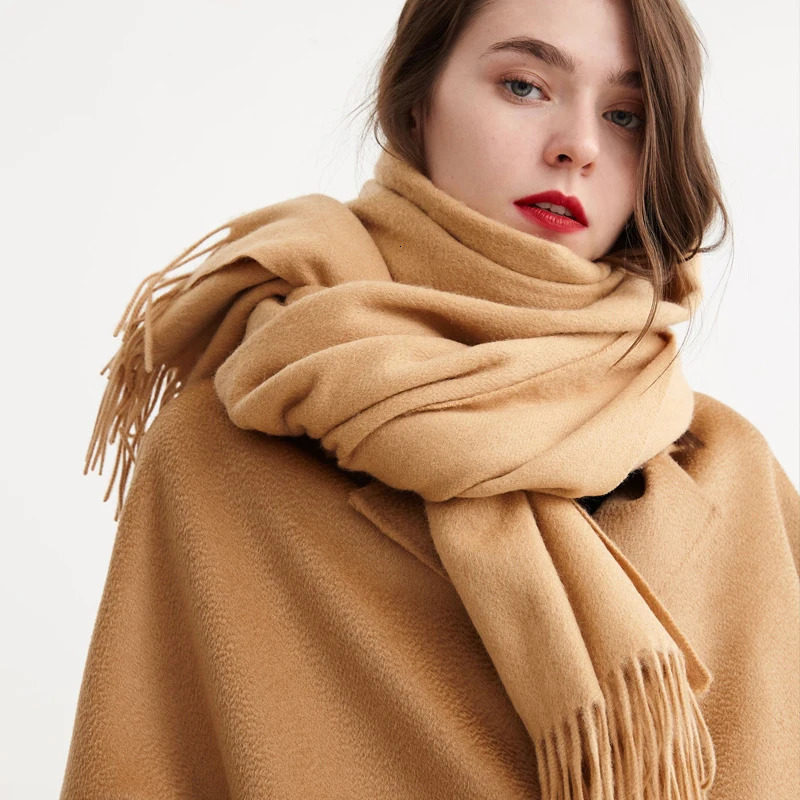 Winter pure long cashmere scarf womens real cashmere scarf warm thick soft shawl womens bag 241205
