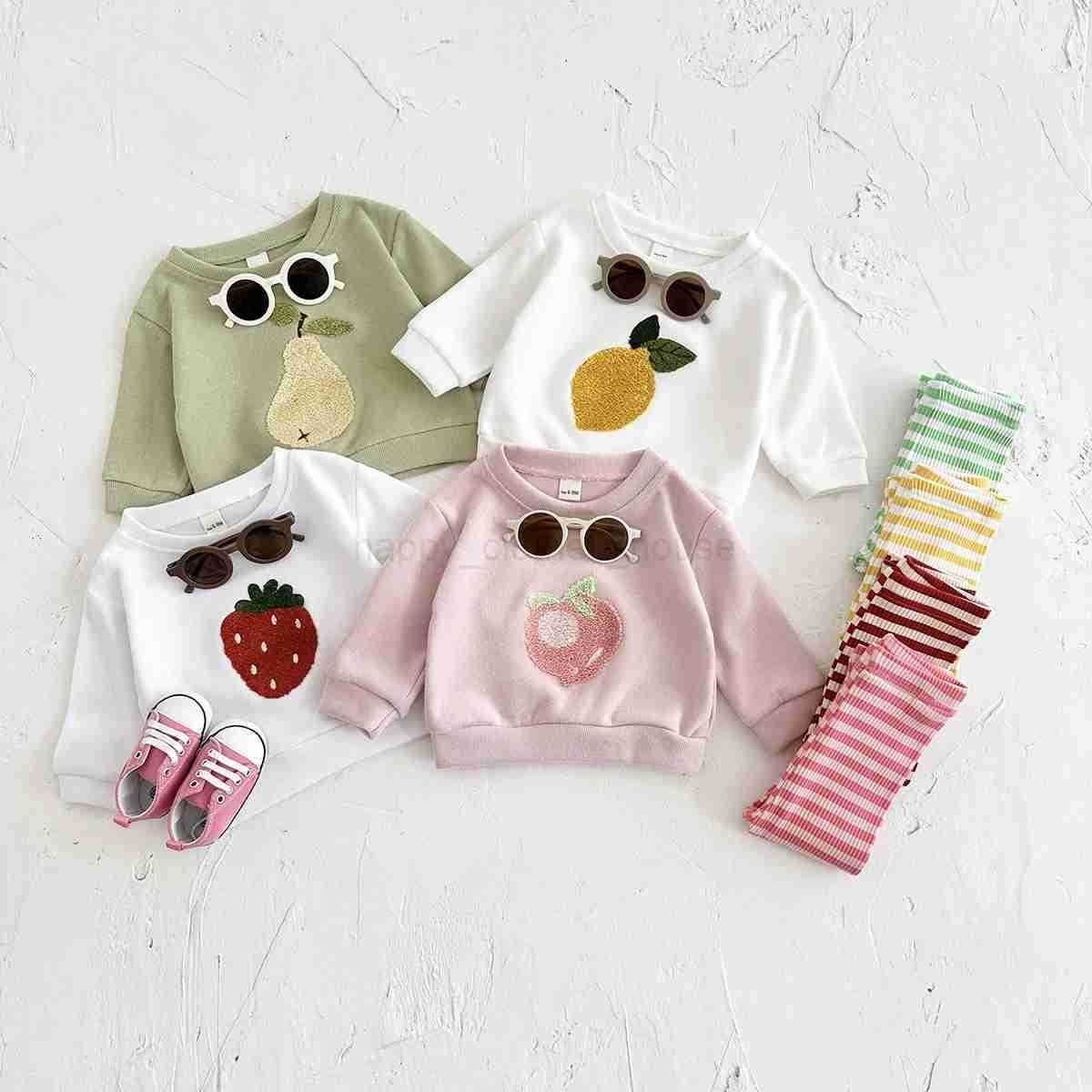 Autumn Baby Girls Suit Childrens Clothing 0-3Y Infant Toddler Boys Sets Long Sleeved Baby Clothes Soft Fruit Pattern PulloverXJ241205