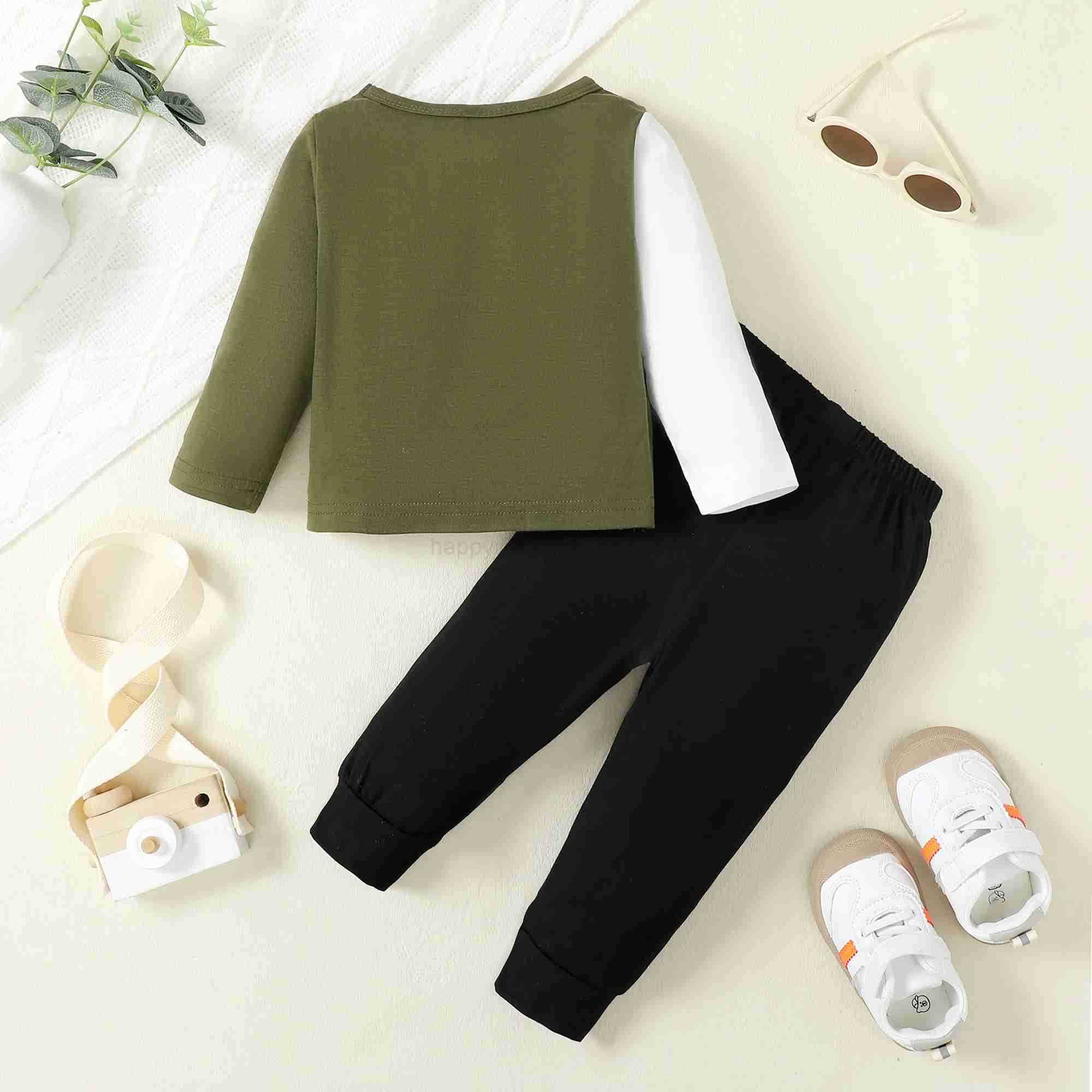 2pcs Baby Boy Clothing Casual Long Sleeve Crewneck Top Letter Print Pants Baby Set Spring Fall Winter For Toddler Baby BoyXJ241205
