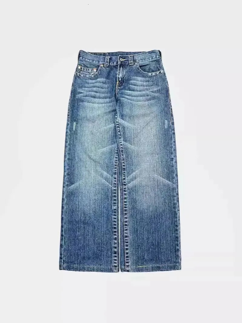 Trend Y2K Bat Animal Embroidery Baggy Jeans Vintage Men Black Washed Hip Hop Goth Denim Pants Fashion Straight Wide Leg Trousers 241204