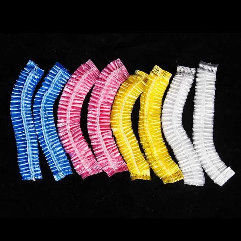 100/300pcs Disposable Plastic Shower C Elastic Disposable Shower Cs Anti Dust Waterproof Hat Hair Salon Beauty AccoriesXJ241205