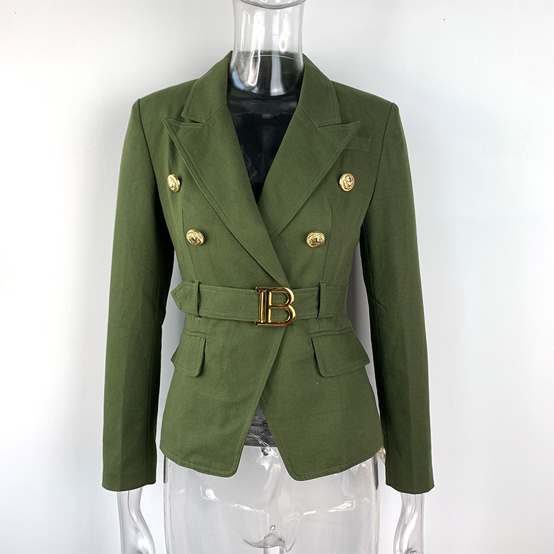 Elegant Women's Blazers Spring Autumn Denim Jacquard Jacket Ladies Gold Button Slim-Fit Suit Women Smart Commuter