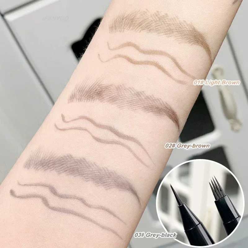 4-point liquid eyebrow 2-fork soft waterproof long-lasting microbead tattoo pen ultra-thin lower eyelash liner makeup W241205