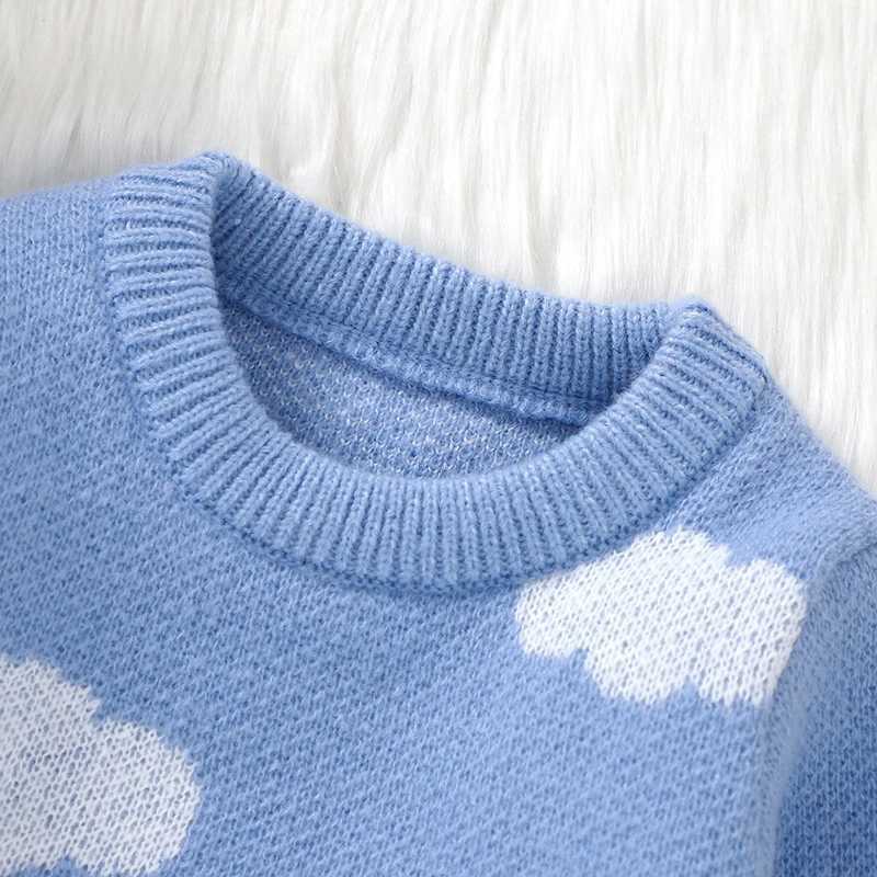 Baby boy girl sweater spring autumn winter crew collar long sleeved newborn Netural blue knitted top childrens clothing 1-3Y W241205