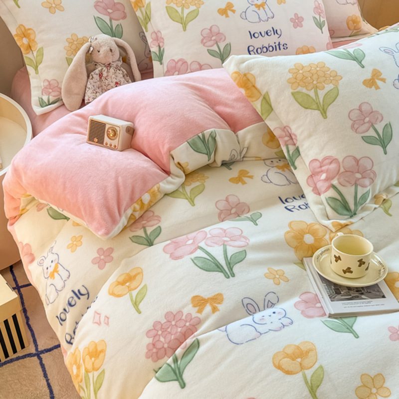 Winter milk fleece double-sided thickened warm Duvet cover