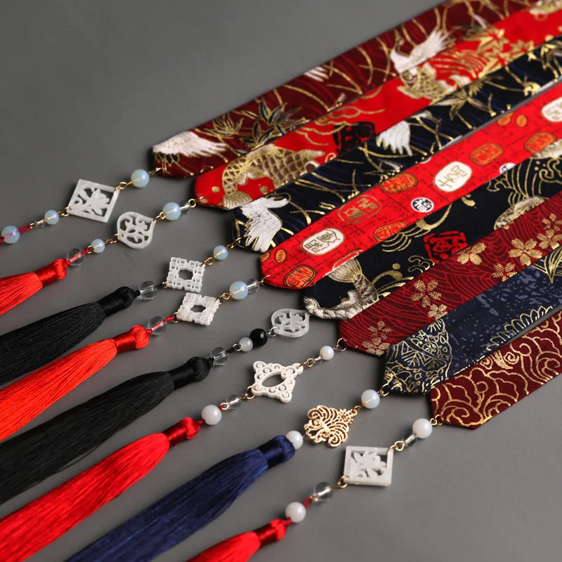 Retro Chinese Hanfu Red Chiffon Tassel Hairband for Hair Headdres Men tiara Bands Headdress Tie Accessories 241122