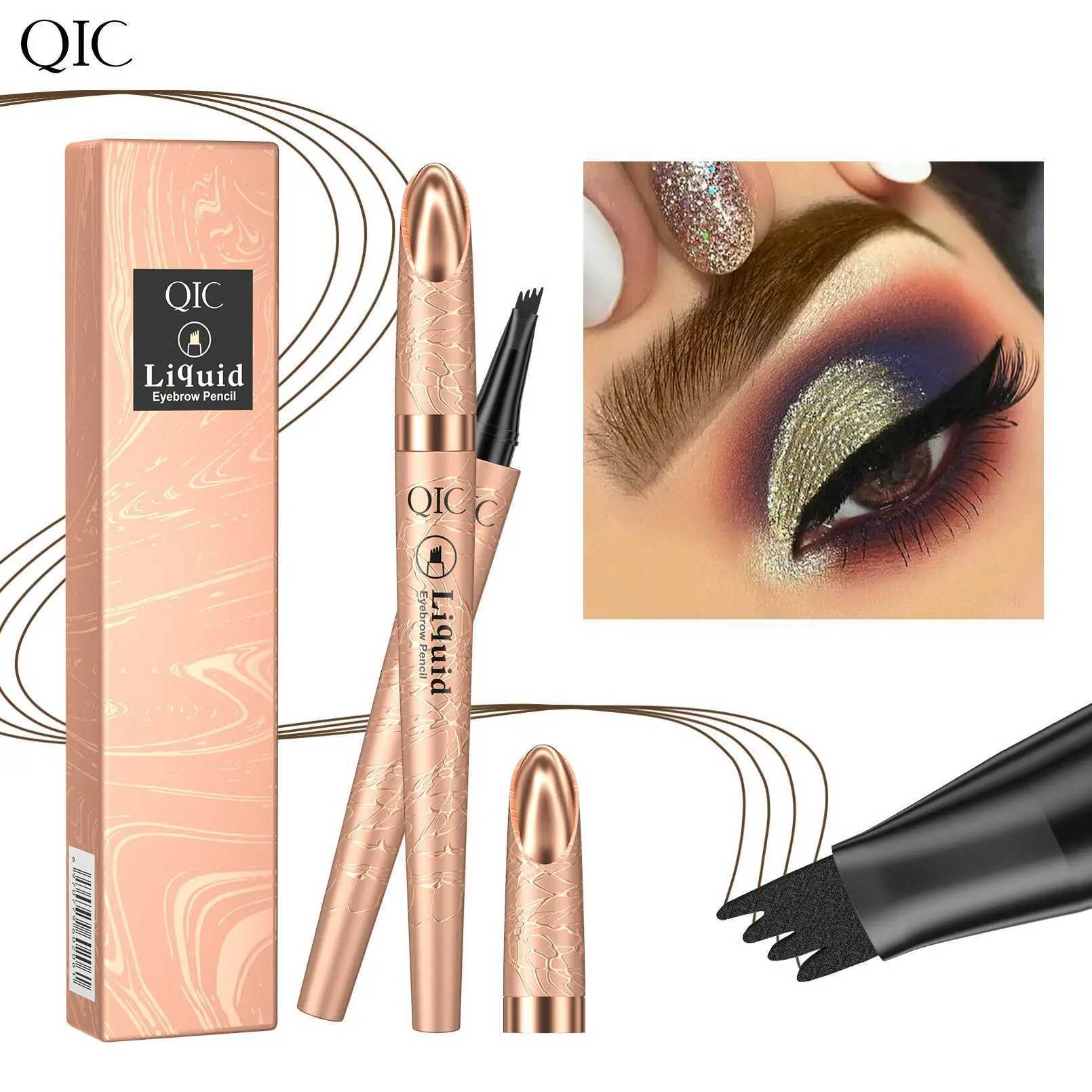 QIC Four Jaw Ultra Fine Liquid Eyebrow Pencil Tattoo Pencil Waterproof and Sweatproof Dark Brown Liquid Eyebrow Pen Makeup and Cosmetics W241205