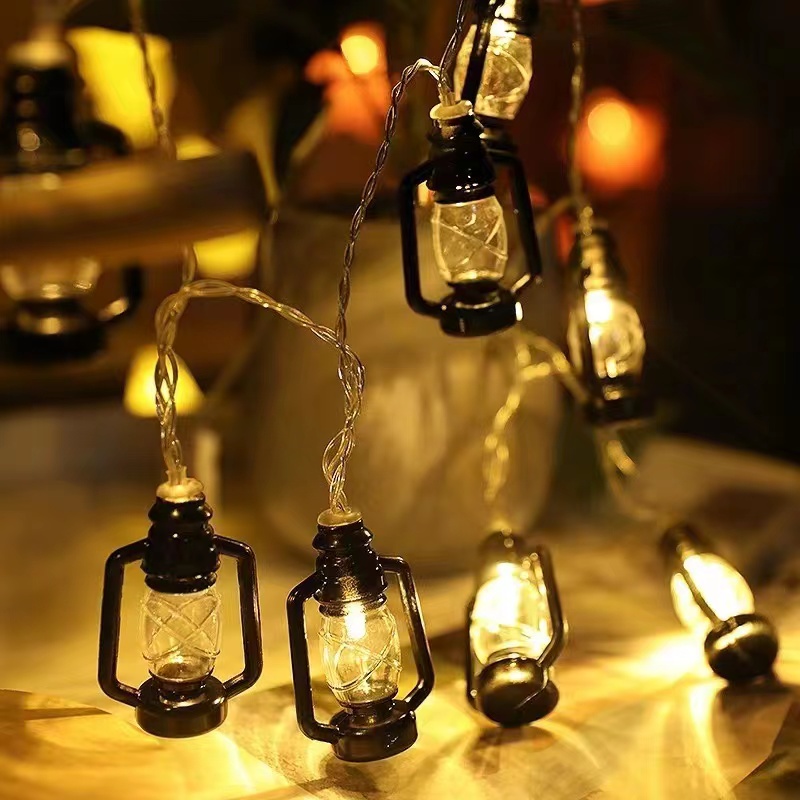 Outdoor Decoration Vintage Kerosene Bottle Lights Tent Canopy Decoration Camp Setup Colourful Light String