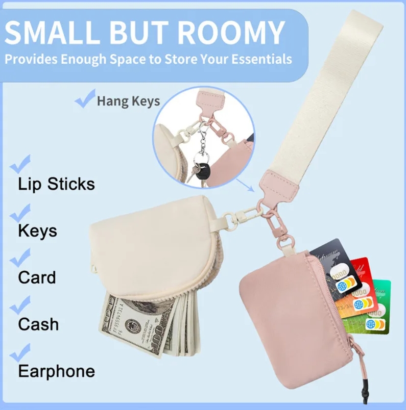 DHL 13 Colours Yoga Bag Dual Pouch Mini Zip Around Wristlet Portable Keychain Wallet Coin Purse Pocket Wholesale 0219 0221