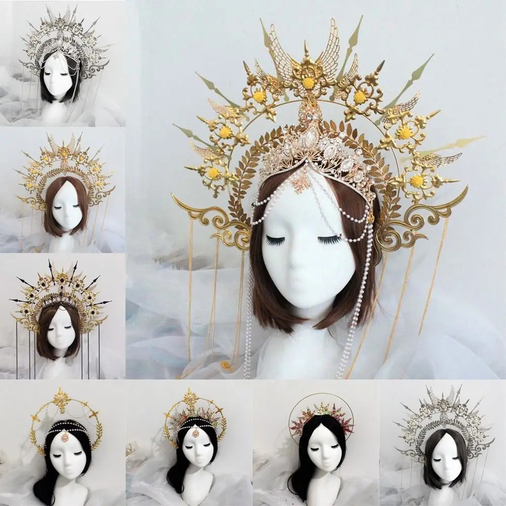Fashion Vintage Headdress Parts Gothic Lolita Tiara Sun Goddess Headwear DIY Crown Material Kits Wedding Headpiece 241122