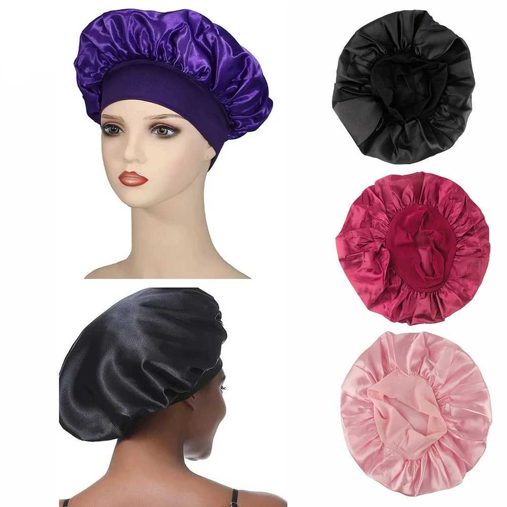 New Unisex Head Wr Elastic Band Bonnet Sleep C with Premium Soft Band Large Satin Silky Bonnets for Women Hair CareXJ241205