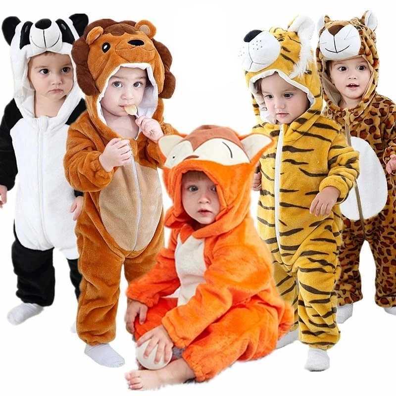 Pajamas Baby Kigurumi Pajamas Children Flannel Thick Animal Sleepwear Set Toddler Zipper Outfits Infant Homewear Clothes 0-4T Loungewear H241205