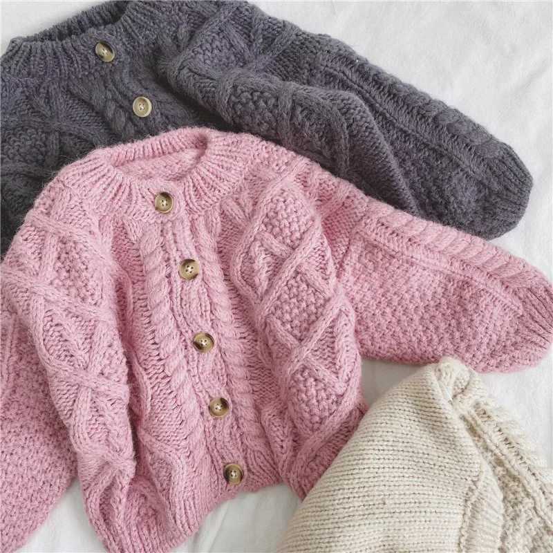 2024 boys and girls autumn sweater baby winter knitted cardigan top Korean sled twisted childrens clothing W241205