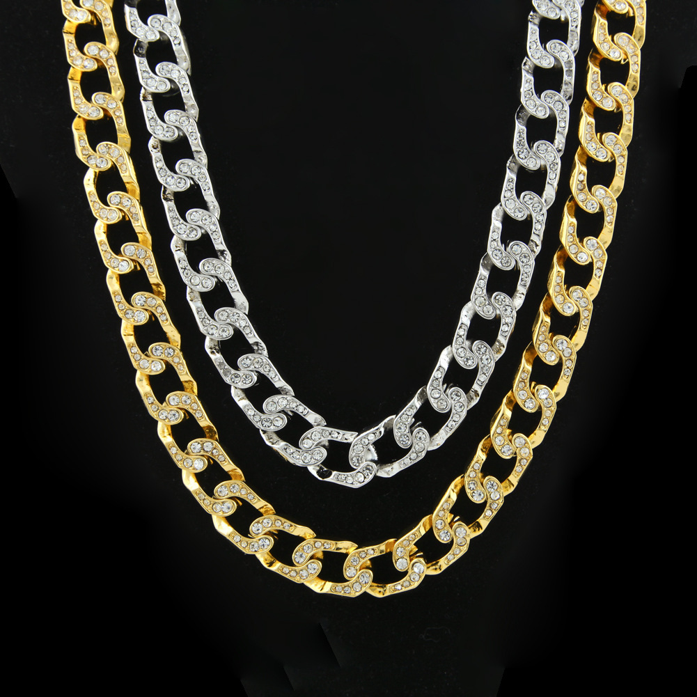 15mm 30inches Hiphop Full Prong Diamond Cuban Link Chain Long Necklace For Men New In Fashion Miami Grunge Neck Chains Heavy Industry Miami Street Rap