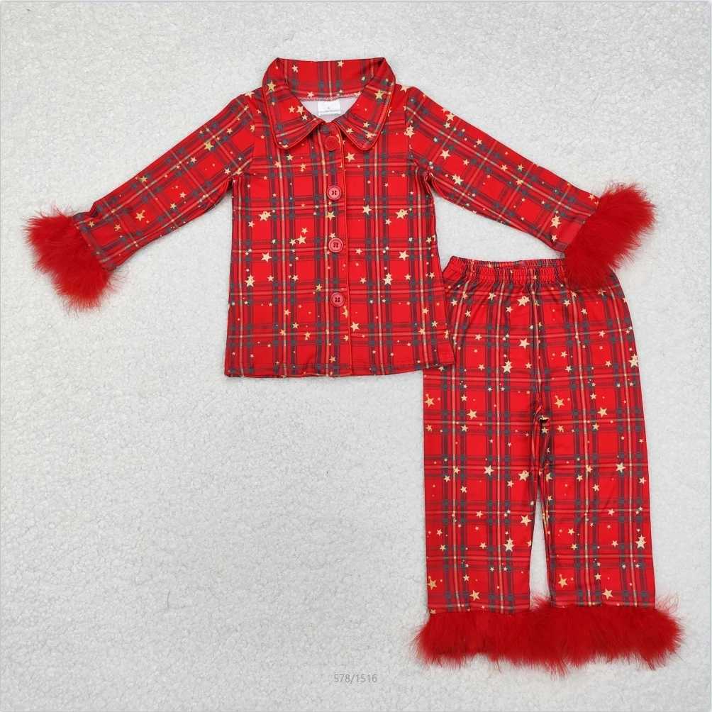 Pajamas Baby Girls Christmas Pink Fur Pajamas Sleepwear Kids Clothing Sets Outfits Toddler Holiday Sleepwear Girl Nightwear Kid Clothes H241205