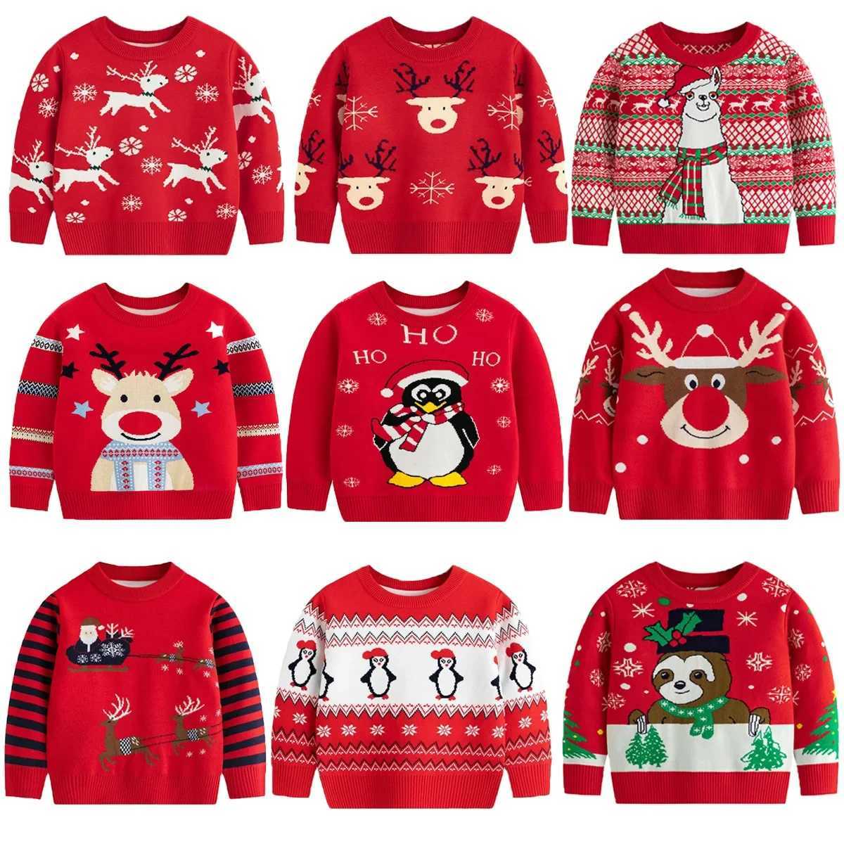 New Christmas Childrens Cotton Sweater Winter Boys and Girls Par Pullover Knitted Clothes Autumn Childrens Printed Warm Knitted 2-6 Years W241205