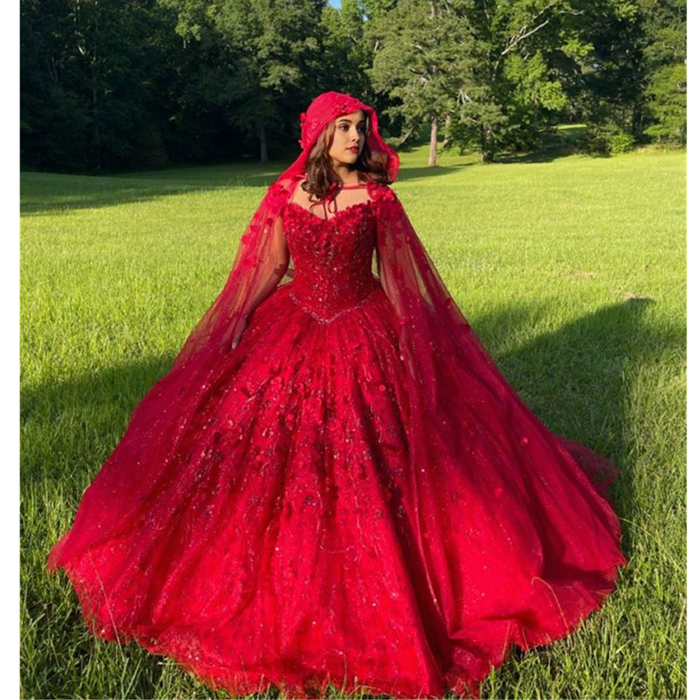 Luxury Giltter Red Vestidos De Quinceanera Dresses 2024 Off The Shoulder Sequin Plus Size Rufflwa Princess Prom Party Gowns 01