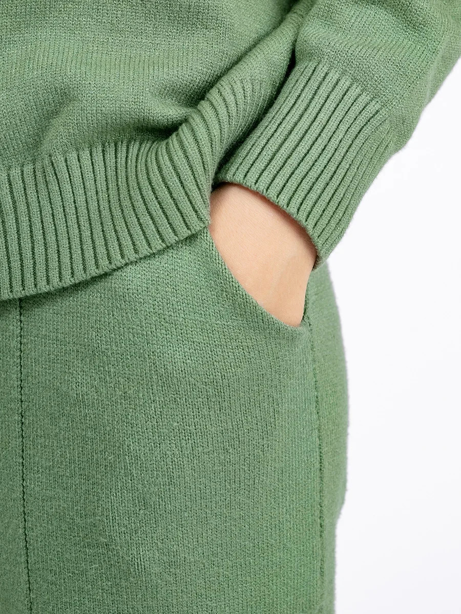 Fall Winter Sweater 2 Piece Set Casual Half Turtleneck Knit Pullover Tops Conjuntos High Waist Harem Pants Suits 241205