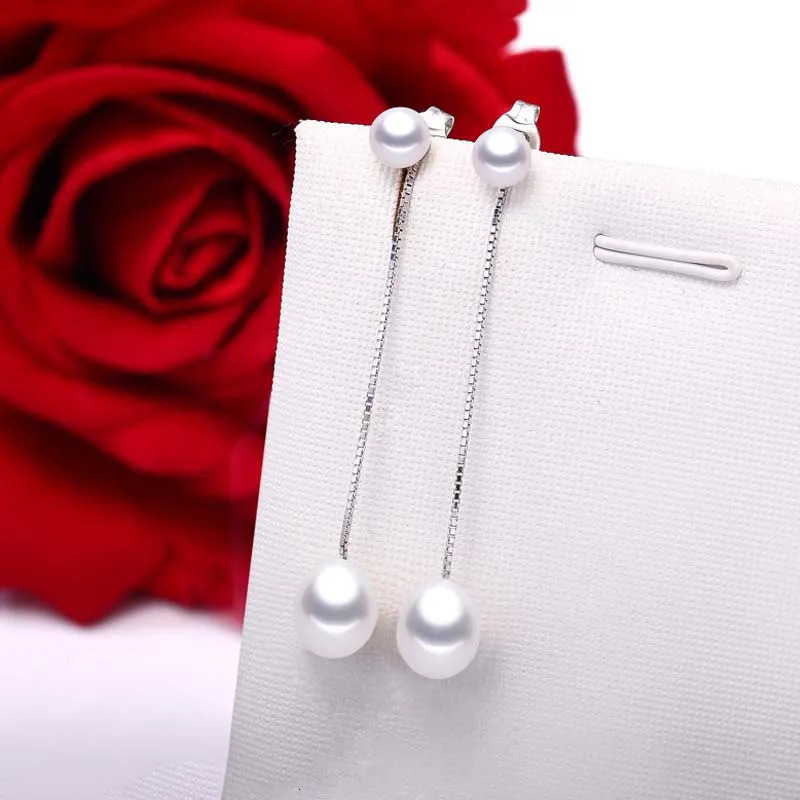 S925 pure silver natural pearl earrings suitable for womens long water droplet pendant earrings fashionable jewelry free delivery 241205