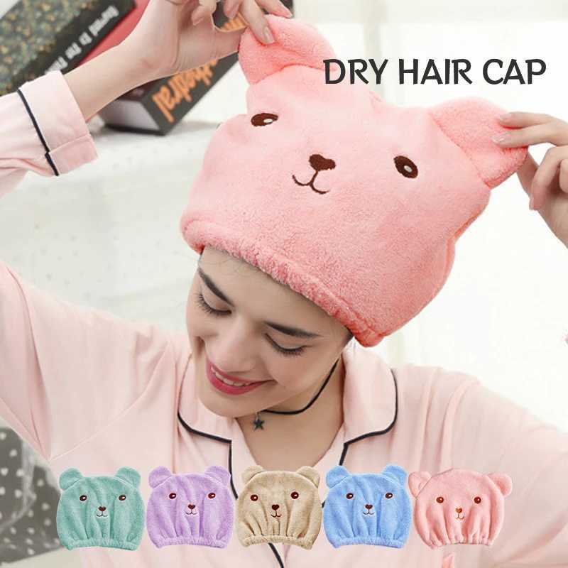 Dry Hair C For Women Quick-drying Absoent Thick Microfiber Head Towel Korean Cute Bear Embroidered Shower C TowelXJ241205