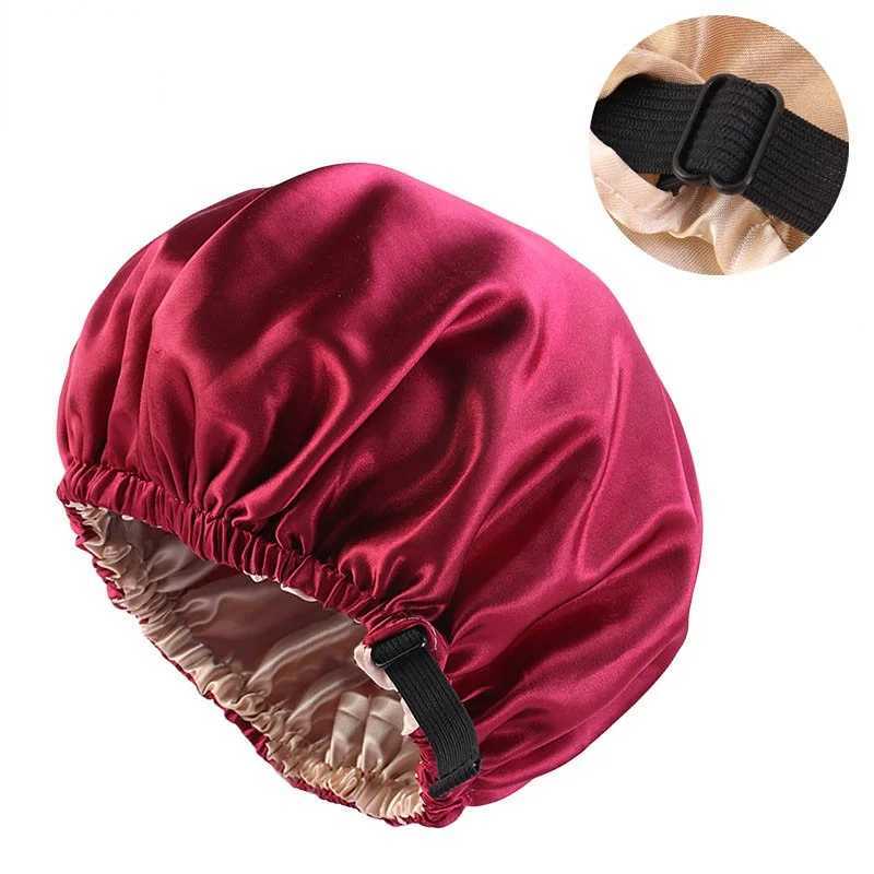 New Satin Hair C for Sleeping Invisible Flat Imitation Silk Round Haircare Women Heaear Ceremony Adjusting Button Night HatXJ241205