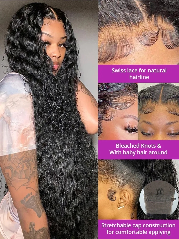 Deep Wave Frontal 13X4 13X6 HD Front Human Wigs Brazilian Remy Curly Hair 4X4 Lace Closure Wig Pre Plucked