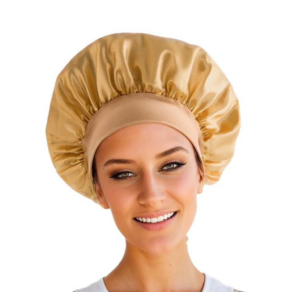 1Pcs Satin Night Hair C Womens Solid Sleeping Hat Sleep Care Bonnet Nightc For Curly Hair Protection Women Unisex CXJ241205