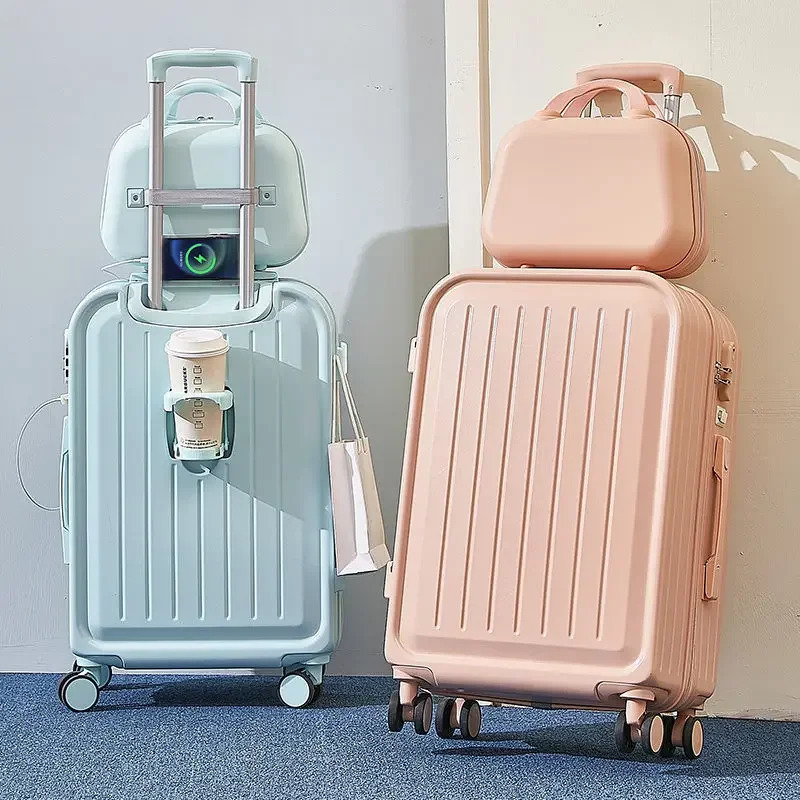 Combination Suitcase Womens Large Capacity Trolley Strong and Durable Student Travel Luggage Password Box 241204
