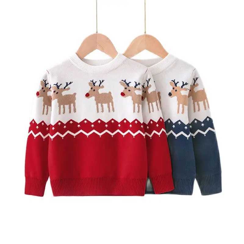 Christmas New Childrens Sweater Childrens Warm Thick Knitted Clothing Autumn and Winter Baby Pullup Clothing Childrens Christmas Sweater W241205