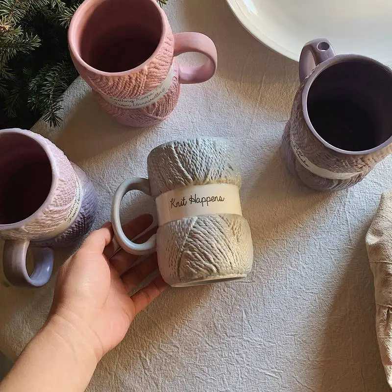 Creative Colorful Wool Ceramics Mugs coffee mug Milk Tea office Cups Drinkware the Best birthday GiftXJ241205