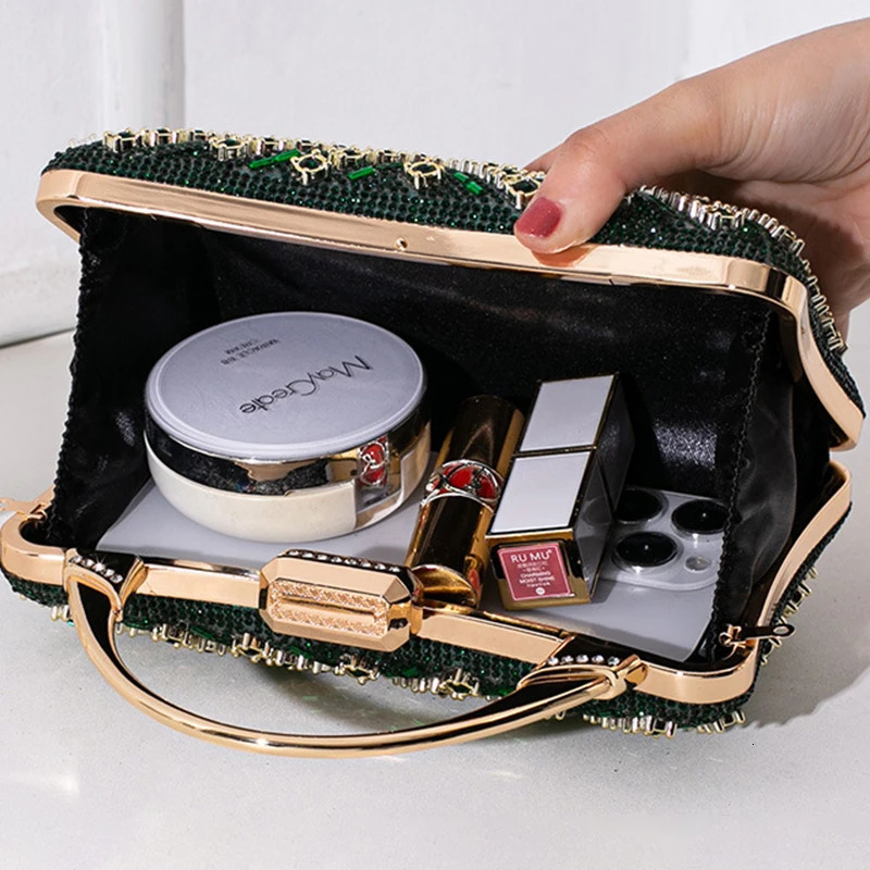 Fashion Womens Rhinestone Clutch Handbag with Top Handle Sparkly Diamond Evening Wedding Purse Shoulder Bags sac de luxe femme 241204