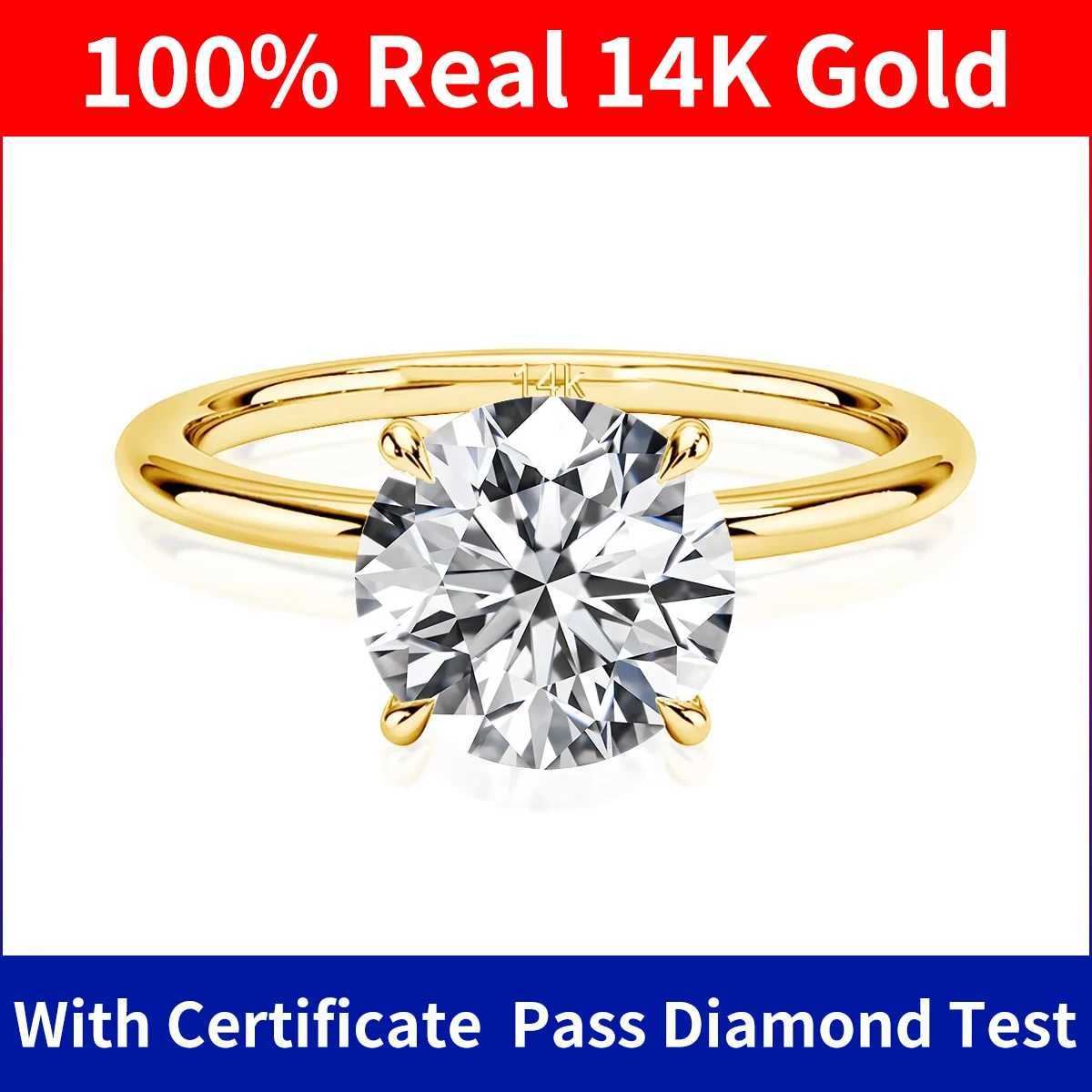 Szjinao% Real Gold 14k Moissanite Ring Womens Luxury Wedding AU585 K Gold Promise Ring Cleaning Sales Popular Items W241205