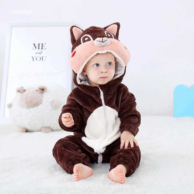 Pajamas Squirrel Romper Baby Boy Girls Pajama Toddlers Winter Outfit Halloween Animal Suit Onesie Festival Party Bebe Clothes Kigurumis H241205