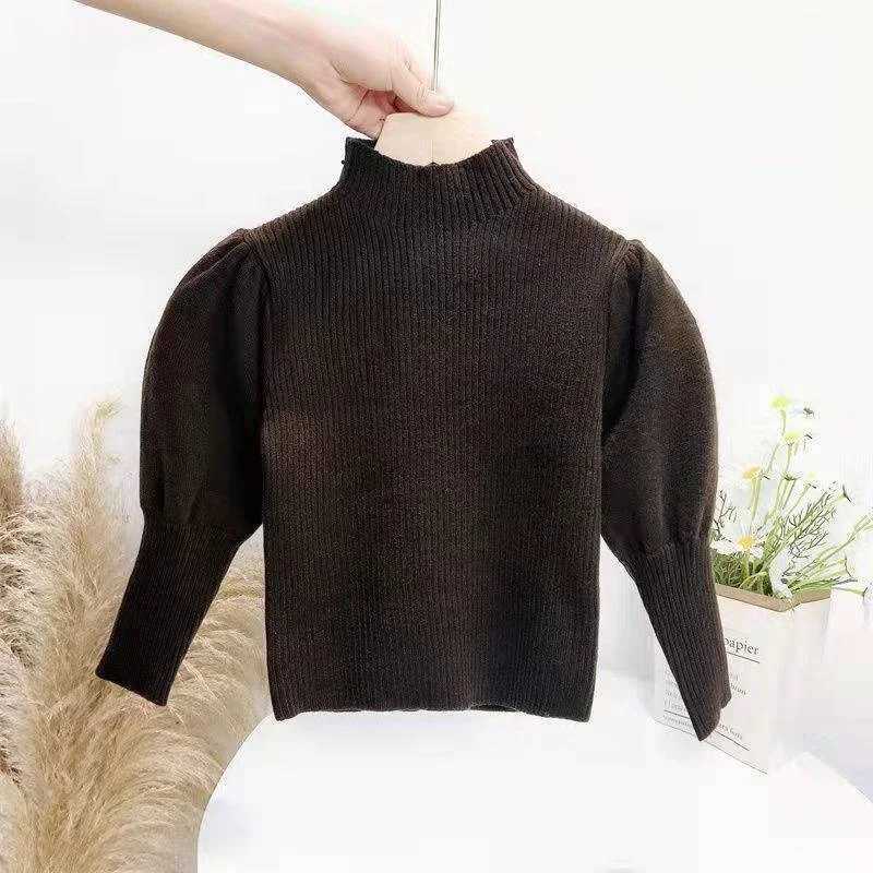 Baby Womens Sweater Puff Sleeve Solid Color Spring/Summer Winter Childrens Knitted Floral Top 1-10Y W241205