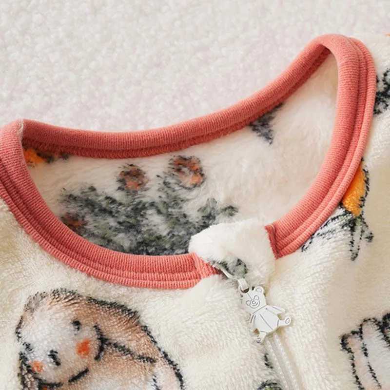 Pajamas kids winter plush pajamas children pandas bear sleepwear keep warm kigurumi for boys girls flannel Fleece sleeper bag costume H241205