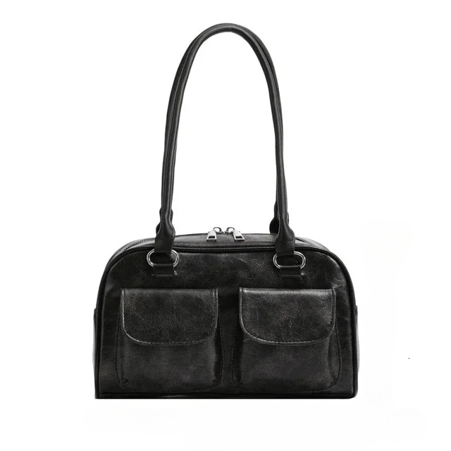 Korean Fashion Womens Shoulder Soft Suede With PU Leather Bowg Handbag Casual Vintage New Boston Tote Bag Cartoon Style BagVoyage