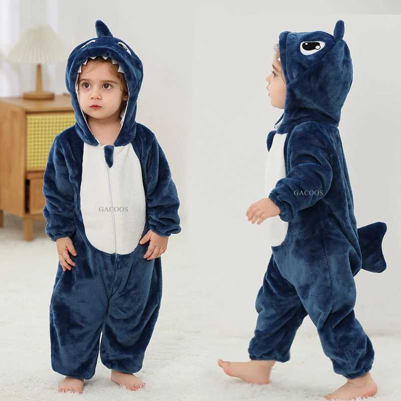 Pajamas Winter Costume Flannel for Girl Boy Ropa Bebe Kigurumi Pajamas for Children Animal Panda Tiger Onesie Kids Baby Jumpsuit H241205