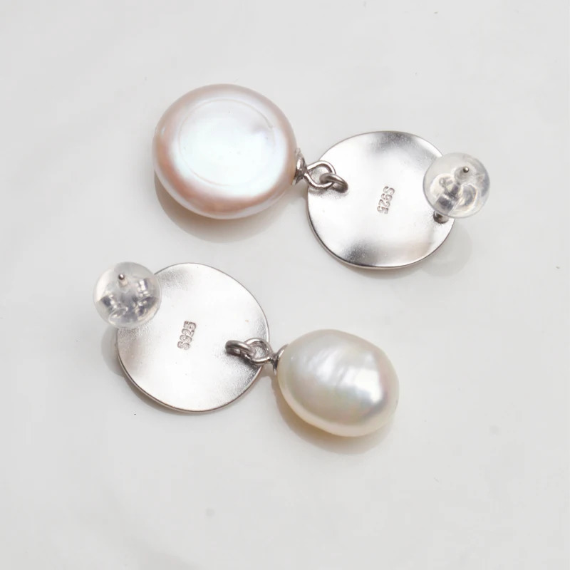 ASHIQI Real 925 Pure Silver Korean Earrings Natural Freshwater Pearl Womens Fashion Jewelry 241205